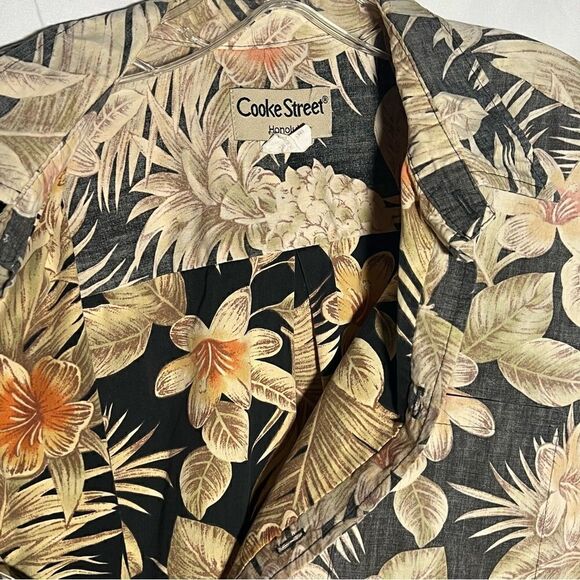 Vintage Cooke Street Hawaiian Reverse Print Floral & Palm Casual Button Shirt L - Picture 2 of 7